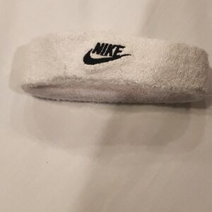Vtg Nike Swoosh Terry Cloth White Headband